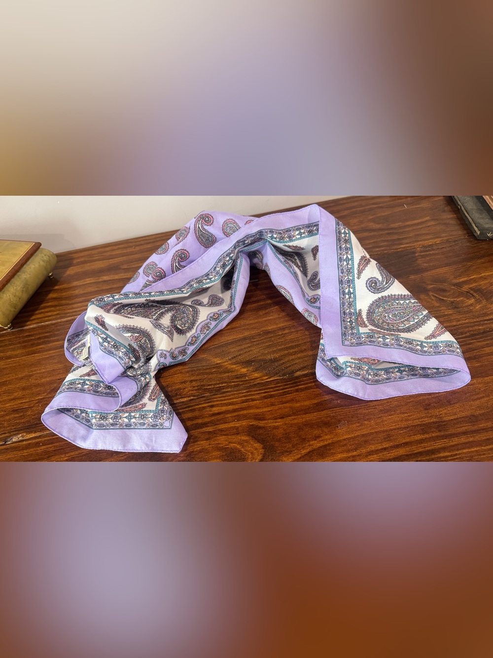 Vintage Valentina Fiore Lavender Paisley Scarf